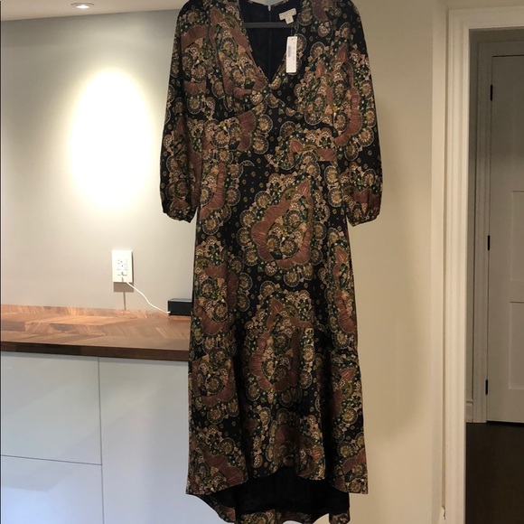 Point-Sur high low satin crepe paisley dress - Picture 4 of 6